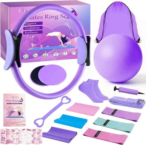 Home Pilates Kit for Women, Pilates Ring Set, Pilates Equipment Kit for Women Home Workouts, Pilates Essentials Kit with Pilates Ring and Ball, Resistance Bands for Strength, Toning, Flexibility in Saudi Arabia