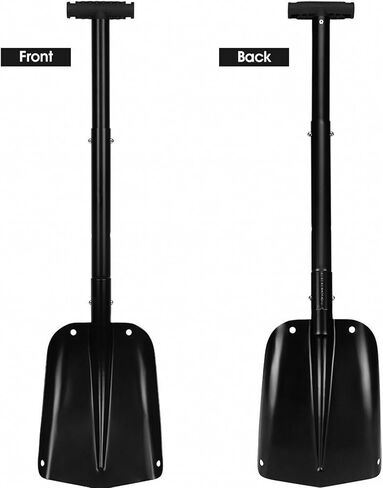 مجرفة ثلج قابلة للطي من الألومنيوم، مجرفة رياضية محمولة مكونة من 3 قطع، مجرفة طوارئ خفيفة الوزن للسيارة والتخييم والأنشطة الخارجية وإزالة الثلج، أسود غير لامع in Kuwait