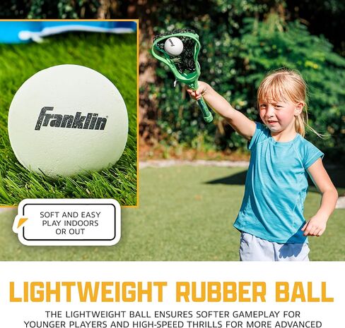 مجموعة لاكروس الصغيرة من فرانكلين سبورتس - 2 عصا صغيرة وكرة - لعبة الشاطئ في الفناء الخلفي الداخلي والخارجي - عصي لاكروس مقاس 18 بوصة للأطفال والمراهقين - لعبة ممتعة آمنة محمولة - مجموعة ميني لاكس in Kuwait