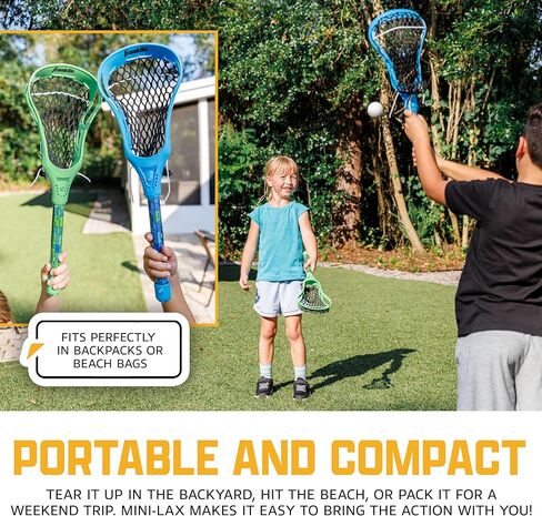 مجموعة لاكروس الصغيرة من فرانكلين سبورتس - 2 عصا صغيرة وكرة - لعبة الشاطئ في الفناء الخلفي الداخلي والخارجي - عصي لاكروس مقاس 18 بوصة للأطفال والمراهقين - لعبة ممتعة آمنة محمولة - مجموعة ميني لاكس in Kuwait