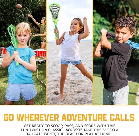 مجموعة لاكروس الصغيرة من فرانكلين سبورتس - 2 عصا صغيرة وكرة - لعبة الشاطئ في الفناء الخلفي الداخلي والخارجي - عصي لاكروس مقاس 18 بوصة للأطفال والمراهقين - لعبة ممتعة آمنة محمولة - مجموعة ميني لاكس in Kuwait