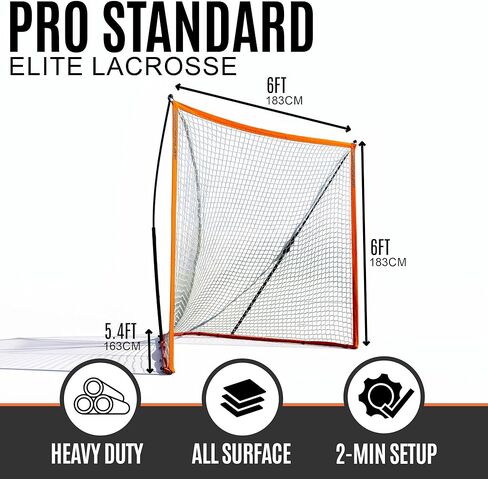 QuickPlay Ripshot Flexi Lacrosse Goal 6x6' - Regulation Lacrosse Goal with 8 Ply Lacrosse Net, 80 Second Pop Up Portable Backyard Lacrosse Goal for Training & Boys and Girls Lacrosse in Saudi Arabia