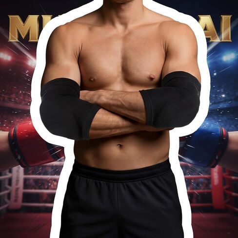 زوجان من وسادات الكوع Muay Thai لملاكمة الملاكمة التايلاندية ومصارعة كرة السلة وواقي الكوع قابل للتعديل لتجنب الكشط والكدمات والالتواء أثناء التدريب لضمان السلامة الرياضية للرجل in Kuwait
