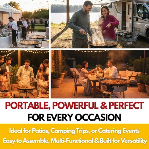 Paella Burner and Stand Set 12 Servings, 18 Inch Paella Pan, Dual Propane Outdoor Stove with Stand & Regulator, Portable Gas Cooker for Camping Crawfish Boil Cooking Outdoor, Paellera Propano in Saudi Arabia