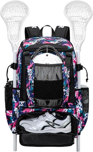 Lacrosse Bag 65L, Extra Large Lacrosse Gear Backpack with Multi-Pocket Design, Helmet Holder & Ventilated Shoe Compartment in Kuwait