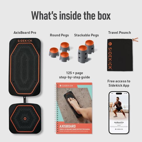 لوح التوازن SIDEKICK AxisBoard Pro لإعادة تأهيل القدم والكاحل | نظام تدريب العلاج الطبيعي لالتواء الكاحل وآلام العرقوب والتهاب اللفافة الأخمصية | يتضمن دليل PT + تطبيق Sidekick in Kuwait