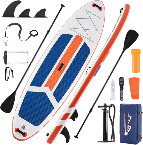 لوح تجديف قابل للنفخ لجميع مستويات المهارة - لوح تجديف SUP محمول مع ملحقات ممتازة، هيكل متين وسطح مانع للانزلاق لمغامرات الرياضات المائية in Kuwait