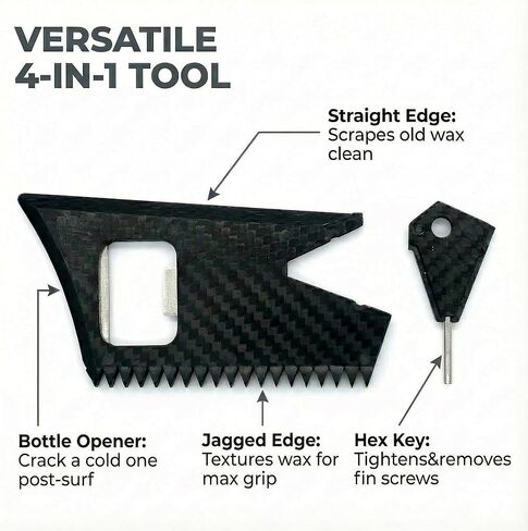 طقم مشط شمع متعدد الأدوات بزعانف ركوب الأمواج، يتضمن مفتاح زعنفة، وفتاحة زجاجات، وكاشطة وسلسلة مقود، ومسامير إمساك من الفولاذ المقاوم للصدأ متوافقة مع FCS، والعقود الآجلة، واللوح الطويل، وSUP in Kuwait