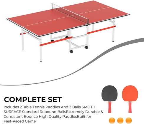 طاولة بينج بونج للاستخدام الداخلي/الخارجي، طاولة تنس طاولة متوسطة الحجم قابلة للطي مقاس 8 × 4 أقدام مع شبكة، ومجاديف تنس طاولة و3 كرات - سهلة التجميع - جودة البطولة - مثالية لغرف الألعاب العائلية in Kuwait