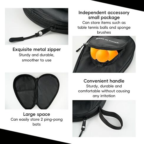 غطاء مجداف بينج بونج متوافق مع ستيجا - حقيبة تنس الطاولة لمجدافين و7 كرات، حقيبة مجداف ذات سعة كبيرة مع حقيبة كرة منفصلة، ​​حقيبة تخزين مقاومة للماء والصدمات in Kuwait