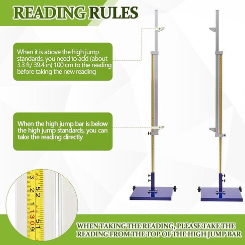 1 Pair Official Competition Track and Field High Jump Standards, 2-8 ft Adjustable, 1/4" Intervals, 16" Roll Away Base, Aluminum Uprights, for High School, Training, Sports Meeting, Club in Kuwait
