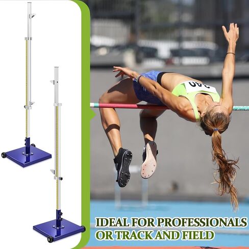 1 Pair Official Competition Track and Field High Jump Standards, 2-8 ft Adjustable, 1/4" Intervals, 16" Roll Away Base, Aluminum Uprights, for High School, Training, Sports Meeting, Club in Kuwait