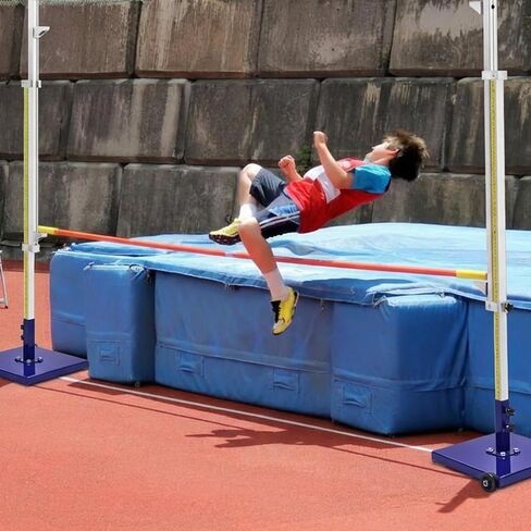 1 Pair Official Competition Track and Field High Jump Standards, 2-8 ft Adjustable, 1/4" Intervals, 16" Roll Away Base, Aluminum Uprights, for High School, Training, Sports Meeting, Club in Kuwait