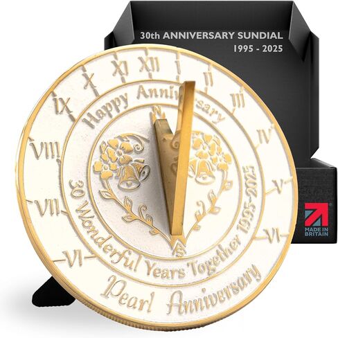 Anniversary Sundial Gift for 30th Pearl Wedding Anniversary in 2025 - Recycled Metal Home Decor Or Garden Present Idea - Handmade in UK for Him, Her Parents Or Couples 30 Year Celebration in Kuwait