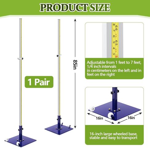 1 Pair High Jump Upright Standards Pair with Height Scale, 1-7 ft Adjustable, Track & Field Equipment for Athletics Training, Steel Frame with Stable Base for Indoor Outdoor Use in Kuwait