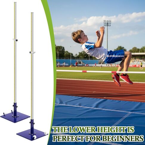 1 Pair High Jump Upright Standards Pair with Height Scale, 1-7 ft Adjustable, Track & Field Equipment for Athletics Training, Steel Frame with Stable Base for Indoor Outdoor Use in Kuwait