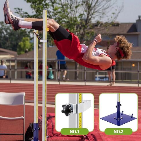 1 Pair High Jump Upright Standards Pair with Height Scale, 1-7 ft Adjustable, Track & Field Equipment for Athletics Training, Steel Frame with Stable Base for Indoor Outdoor Use in Kuwait