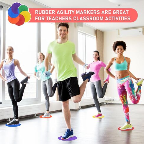 60 Pack Poly Spot Markers with Bag,6 Inch Non-Slip Rubber Floor Dots for PE Gym Classes, Classroom Games, Soccer & Basketball Agility Training,Bright Color Agility Markers in Saudi Arabia
