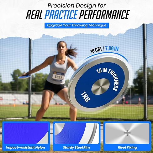 ZPU 1kg Nylon Discus with Black Carry Bag, Sports Practice & Competition Discus for Track and Field, Outdoor Practice Throwing Discuses for Men Women in Saudi Arabia