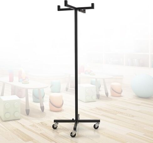 ASIEIT 4 عجلات معدنية متنقلة لحبل القفز على شكل شجرة ارتفاع 120 سم/46.8 بوصة عربة حلقية قائمة بذاتها عربة تخزين للرياضة وممارسة غرفة اللعب in Kuwait