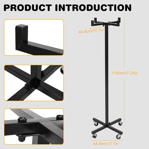 4 Wheeler Ring Trolley Space Saving Metal Mobile Jump Rope Tree Rack Freestanding Hoops Storage Cart High 120CM/46.8in for Gym Exercising Gymnastics Training in Kuwait