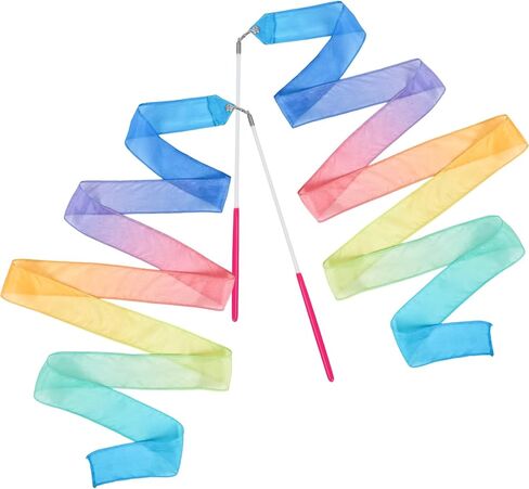 YGEOMER 2 Pcs Dance Ribbons for Kids, Gymnastics Ribbon Wands, Ballet Performance Props, Easter and Children's Day Gifts for Girls, Birthday Decor in Kuwait