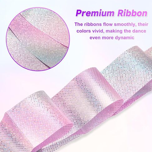 HZMM 2 PCS Dance Ribbon Streamers 78.7 Inch, Rhythmic Gymnastics Ribbon Wand for Ballet Dance Training & Performance, Twirling Artistic Dance Streamer with Sparkling Stars & Gradient Colors in Kuwait