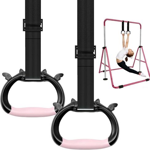 Gymnastics Rings for Kids, Professional Adjustable Extended Straps, 550 lbs Weight Capacity, Featuring Premium Non-Slip Grip Design, Suitable for Indoor/Outdoor Strength and Fitness Training. in Kuwait