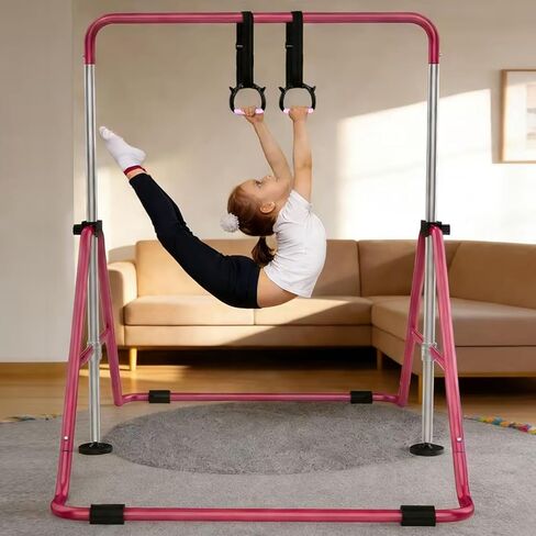 Gymnastics Rings for Kids, Professional Adjustable Extended Straps, 550 lbs Weight Capacity, Featuring Premium Non-Slip Grip Design, Suitable for Indoor/Outdoor Strength and Fitness Training. in Kuwait