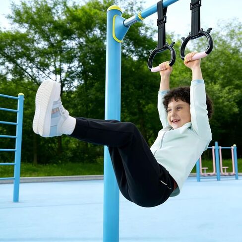 Gymnastics Rings for Kids, Professional Adjustable Extended Straps, 550 lbs Weight Capacity, Featuring Premium Non-Slip Grip Design, Suitable for Indoor/Outdoor Strength and Fitness Training. in Kuwait