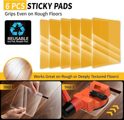 أداة تثبيت فجوة الأرضية، أدوات أرضية مصقولة كبيرة مقاس 4.7 بوصة، كوب شفط محسّن و6 قطع وسادات لاصقة للصفائح والخشب والبلاط وأداة إصلاح فجوة أرضية الفينيل - أدوات أرضيات متينة ومدمجة وفعالة in Kuwait