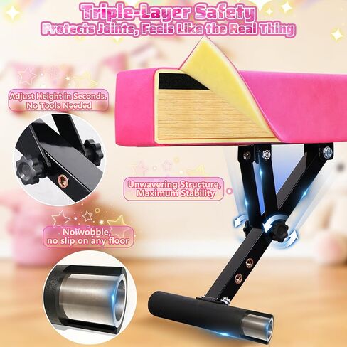 Adjustable balane Beam for Kids - 8FT Gymnastics Beam - high and Low Floor Beam for All Gymnastic Levels-Professional Gymnastic Equipment for Home and Gym Center in Kuwait