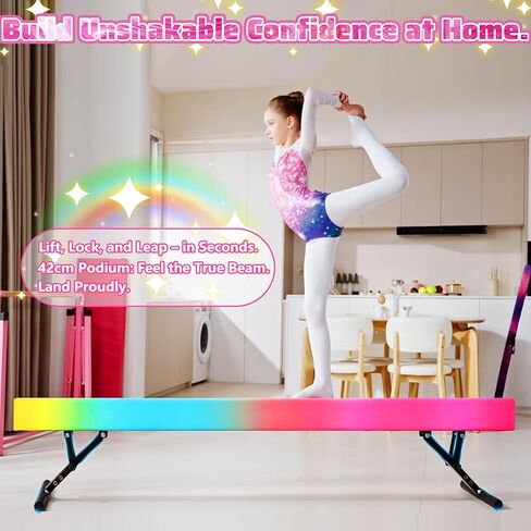 Adjustable balane Beam for Kids - 8FT Gymnastics Beam - high and Low Floor Beam for All Gymnastic Levels-Professional Gymnastic Equipment for Home and Gym Center in Kuwait