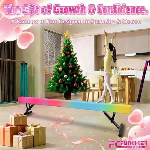 Adjustable balane Beam for Kids - 8FT Gymnastics Beam - high and Low Floor Beam for All Gymnastic Levels-Professional Gymnastic Equipment for Home and Gym Center in Kuwait