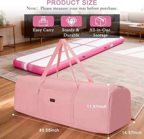 Gymnastics Air Mat Storage Bag, Portable Carry Case for Tumbling Mat & Air Pump, Heavy Duty Tumble Track Equipment Case with Handles for Training & Home Gym, Gymnastics Accessories, Pink (Bag Only) in Saudi Arabia
