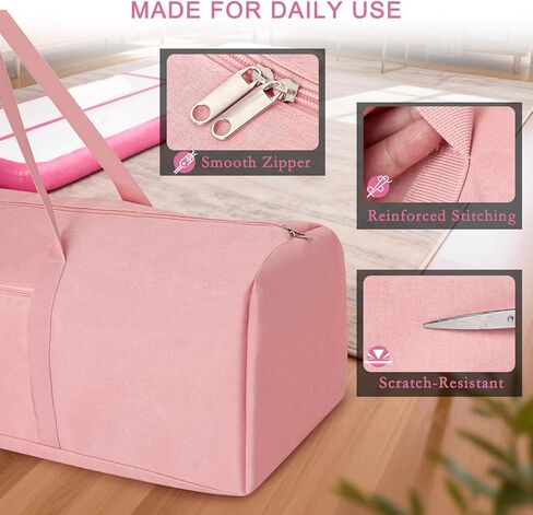 Gymnastics Air Mat Storage Bag, Portable Carry Case for Tumbling Mat & Air Pump, Heavy Duty Tumble Track Equipment Case with Handles for Training & Home Gym, Gymnastics Accessories, Pink (Bag Only) in Saudi Arabia