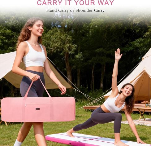 Gymnastics Air Mat Storage Bag, Portable Carry Case for Tumbling Mat & Air Pump, Heavy Duty Tumble Track Equipment Case with Handles for Training & Home Gym, Gymnastics Accessories, Pink (Bag Only) in Saudi Arabia