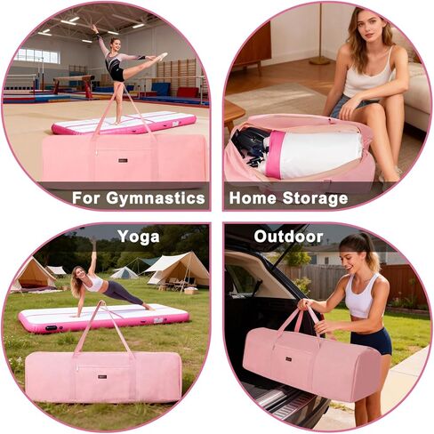 Gymnastics Air Mat Storage Bag, Portable Carry Case for Tumbling Mat & Air Pump, Heavy Duty Tumble Track Equipment Case with Handles for Training & Home Gym, Gymnastics Accessories, Pink (Bag Only) in Saudi Arabia