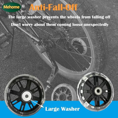 Mehome Flash Training Wheels for 12 14 16 18 20 Inch Kids Bike，Heavy Duty Training Wheels are for Single Speed Bicycle (Black) in Saudi Arabia