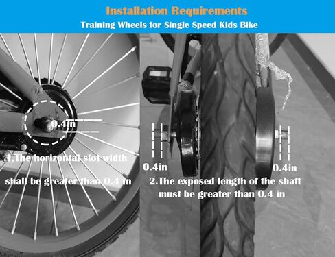Mehome Flash Training Wheels for 12 14 16 18 20 Inch Kids Bike，Heavy Duty Training Wheels are for Single Speed Bicycle (Black) in Saudi Arabia