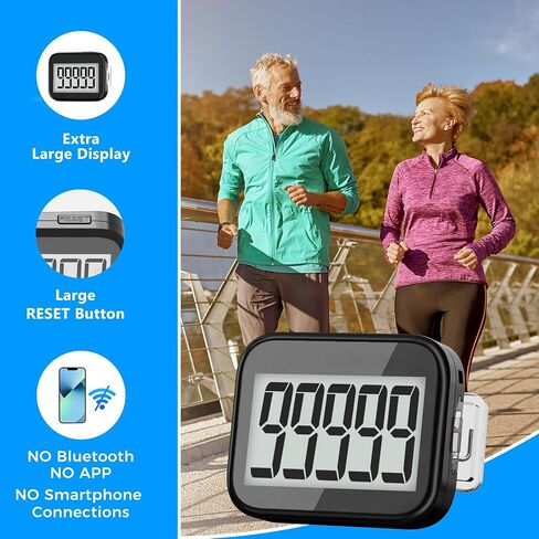 عداد خطوات ثلاثي الأبعاد للمشي، عداد خطوات بسيط مع مشبك وحبل قابلين للإزالة، متتبع خطوات دقيق مع شاشة عرض كبيرة، أجهزة تتبع اللياقة البدنية للرجال والنساء والأطفال in Kuwait