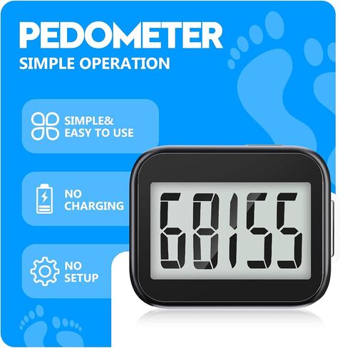 عداد خطوات ثلاثي الأبعاد للمشي، عداد خطوات بسيط مع مشبك وحبل قابلين للإزالة، متتبع خطوات دقيق مع شاشة عرض كبيرة، أجهزة تتبع اللياقة البدنية للرجال والنساء والأطفال in Kuwait