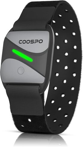 COOSPO Heart Rate Monitor Armband HW807, Bluetooth 5.0 ANT+ HRM with HR Zone LED Indicator, Tracking Heartbeat HRV for Fitness Training, Work with Peloton/Polar/Wahoo/Strava/DDP Yoga in Kuwait