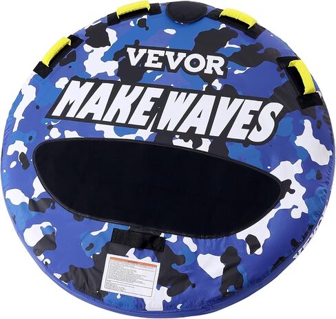 VEVOR Towable Tubes for Boating, 1-4 Riders Inflatable Boat Tubes & Towables, 340-680 lbs Capacity, Multiple Sizes with Full Nylon Cover, Padded/EVA Handles, Fins & Safety Valve (Multi-Option) in Kuwait