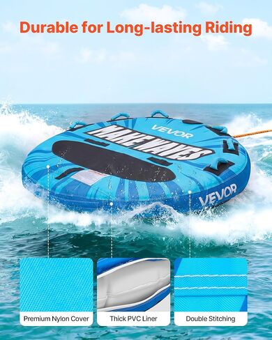 أنابيب VEVOR قابلة للقطر للقوارب، 1-4 راكبين أنابيب وقوارب قابلة للنفخ، سعة 340-680 رطل، أحجام متعددة مع غطاء نايلون كامل، مقابض مبطنة/EVA، زعانف وصمام أمان (متعدد الخيارات) in Saudi Arabia