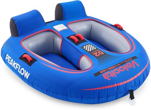 PEAKFLOW Towable Tube,Boat Tube,2 Rider Models,Tubes for Boating,Inflatable Boat Tubes and Towables,EVA Foam Pads and Handles,Swift Connect Rapid Boston Valve, 65x60Inches Inflated,Velocita Series in Kuwait