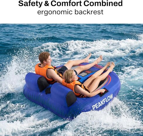 PEAKFLOW Towable Tube,Boat Tube,2 Rider Models,Tubes for Boating,Inflatable Boat Tubes and Towables,EVA Foam Pads and Handles,Swift Connect Rapid Boston Valve, 65x60Inches Inflated,Velocita Series in Kuwait