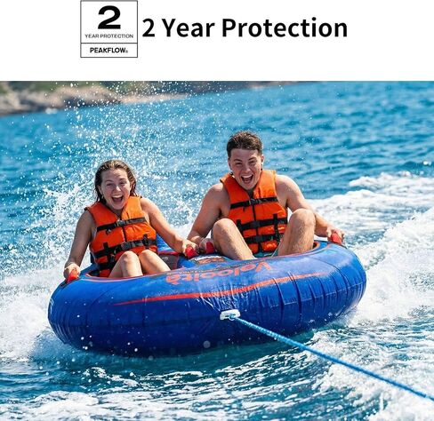 PEAKFLOW Towable Tube,Boat Tube,2 Rider Models,Tubes for Boating,Inflatable Boat Tubes and Towables,EVA Foam Pads and Handles,Swift Connect Rapid Boston Valve, 65x60Inches Inflated,Velocita Series in Kuwait