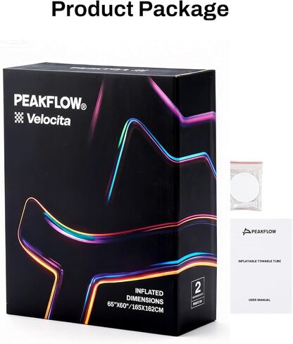 PEAKFLOW Towable Tube,Boat Tube,2 Rider Models,Tubes for Boating,Inflatable Boat Tubes and Towables,EVA Foam Pads and Handles,Swift Connect Rapid Boston Valve, 65x60Inches Inflated,Velocita Series in Kuwait