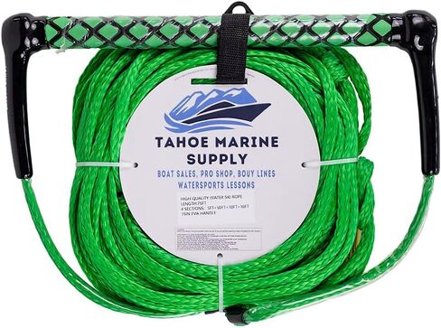 حبل تزلج على الماء ولوح التزلج من تاهو مارين مكون من 4 أقسام - خط سحب قابل للتعديل بطول 75 قدمًا مع مقبض EVA عائم مقاس 15 بوصة - حبل قارب متعدد الأغراض شديد التحمل للركبة والتعرج in Kuwait